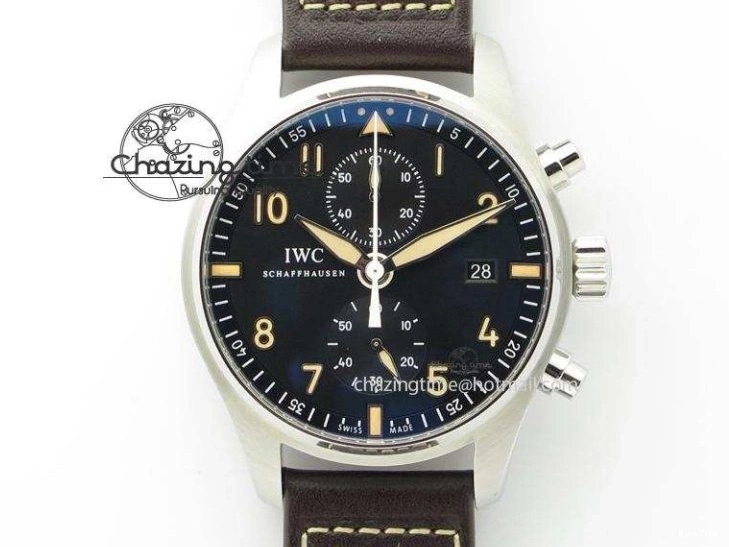 MIROTIME 0601 Pilot Chrono SS IW387808 CF3 ZF 1:1 Best Edition On Brown Leather Strap A Soft 7328